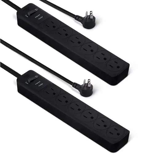 4. Amazon Basics 6-Outlet Surge Protector Power Strip (2-Pack)