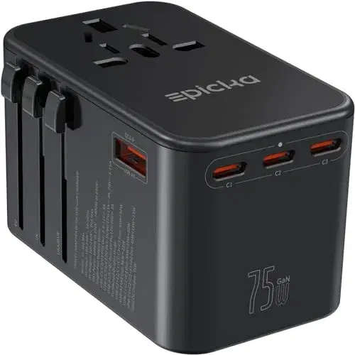 1. EPICKA TA-105 Max GaN 75W Universal Travel Adapter