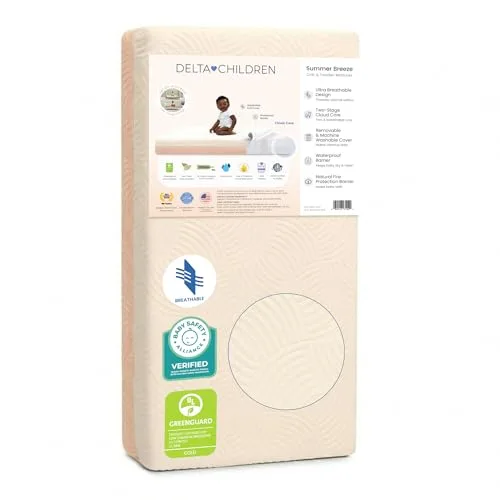 9. Delta Children Breathe Mattress (Breathable Baby Crib & Toddler Mattress with Cloud Core)