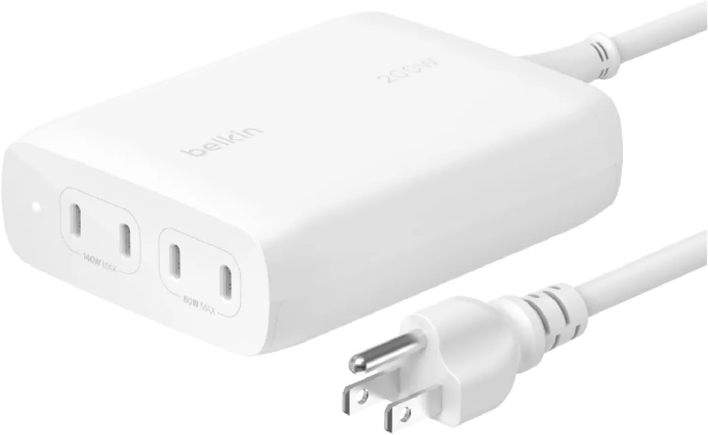 10. Belkin BoostCharge Pro 200W 4-Port USB-C GaN Charger (WCH015)