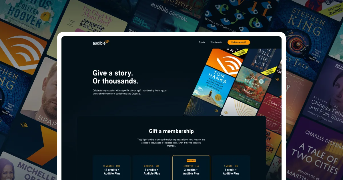 10. Audible Premium Plus Gift Membership