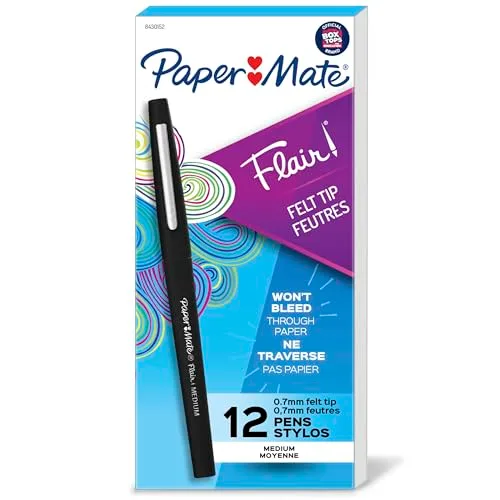 3. Paper Mate Flair Felt Tip Pens - Medium Point - 12 Pack