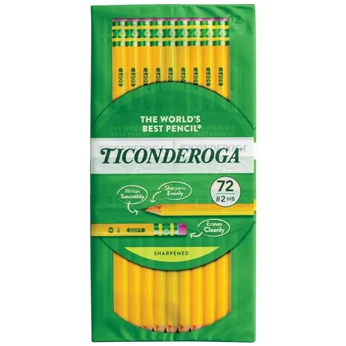 4. Ticonderoga #2 Graphite Pencils - Pre-Sharpened - 72 Count