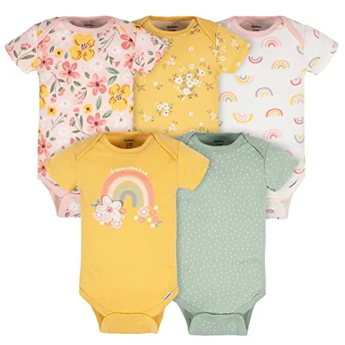 9. Gerber Baby Organic Short Sleeve Onesies Bodysuits (Tagless) Multipack